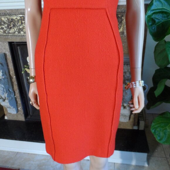 Carolina Herrera Orange Tweed Sheath Dress Size 2 - Picture 11 of 16